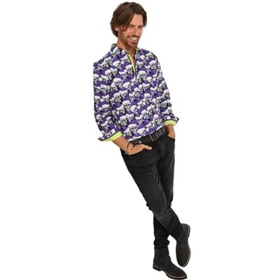 Joe Browns Men's Santa Skull Print Shirt, Purple, XXL Joe Browns Men's Santa Skull Print Shirt, Purple, XXL