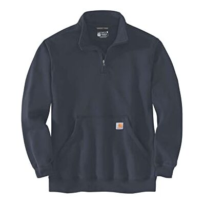 Carhartt Men's Loose Fit Midweight Quarter Zip Mock Neck Sweatshirt, New Navy, S Carhartt Men's Loose Fit Midweight Quarter Zip Mock Neck Sweatshirt, New Navy, S