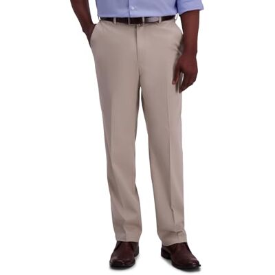 Haggar Men's Premium No Iron Khaki Classic Fit Expandable Waist Flat Front Pant Reg. and Big & Tall Sizes, Sand, 40W x 29L Haggar Men's Premium No Iron Khaki Classic Fit Expandable Waist Flat Front Pant Reg. and Big & Tall Sizes, Sand, 40W x 29L