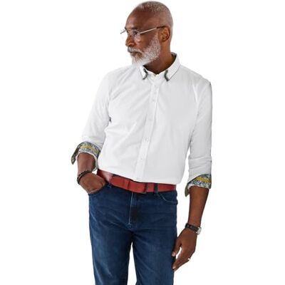 Joe Browns Men's Contrast Trim Triple Collar Shirt, White, S Joe Browns Men's Contrast Trim Triple Collar Shirt, White, S