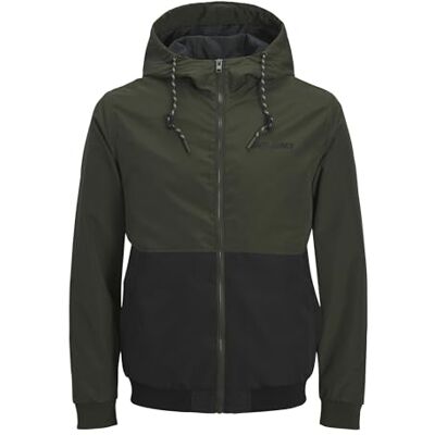 JACK & JONES Men's Jjerush Hood Bomber Noos Softshell Jacket, Green (Duffel Bag), XXL JACK & JONES Men's Jjerush Hood Bomber Noos Softshell Jacket, Green (Duffel Bag), XXL