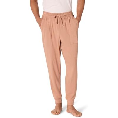 Amazon Essentials Men's Knitted Cotton Blend Jogger Pyjama Bottoms, Light Brown, XXL Amazon Essentials Men's Knitted Cotton Blend Jogger Pyjama Bottoms, Light Brown, XXL