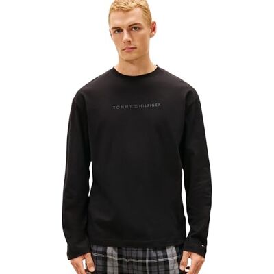 Tommy Hilfiger Men’s Cotton Long Sleeve Logo Pyjama Top, Black (Black), S Tommy Hilfiger Men’s Cotton Long Sleeve Logo Pyjama Top, Black (Black), S