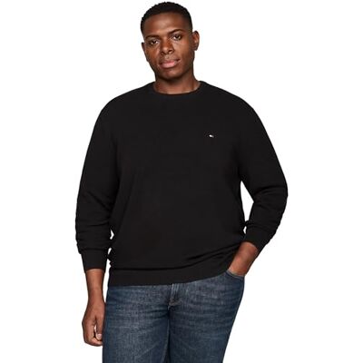 Tommy Hilfiger Men’s Essential Structure Crew Neck Knitted Jumper, Black (Black), XXL Tommy Hilfiger Men’s Essential Structure Crew Neck Knitted Jumper, Black (Black), XXL