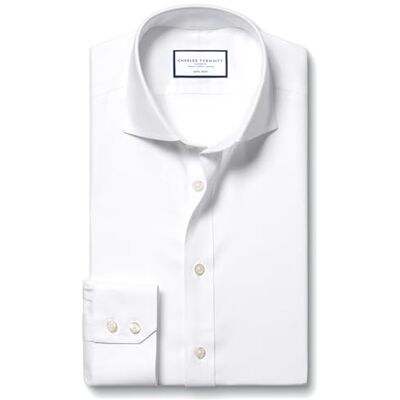 Charles Tyrwhitt Shirts for Men Non Iron with 100% Cotton Twill Formal Dress Shirt (Slim Fit Cutaway Collar) 165S White Charles Tyrwhitt Shirts for Men Non Iron with 100% Cotton Twill Formal Dress Shirt (Slim Fit Cutaway Collar) 165S White