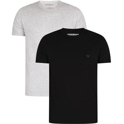Emporio Armani Men's Pyjama Top (Pack of 2), Black/Grey Melange, L Emporio Armani Men's Pyjama Top (Pack of 2), Black/Grey Melange, L