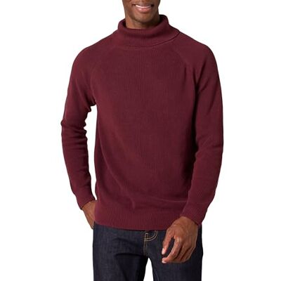 Amazon Essentials Men's 100% Cotton Rib Knit Turtleneck Jumper, Burgundy, M Amazon Essentials Men's 100% Cotton Rib Knit Turtleneck Jumper, Burgundy, M
