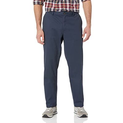 Amazon Essentials Men's Straight Fit Wrinkle-Resistant Flat-Front Casual Chino Trousers, Blue (Navy), 40W / 32L Amazon Essentials Men's Straight Fit Wrinkle-Resistant Flat-Front Casual Chino Trousers, Blue (Navy), 40W / 32L