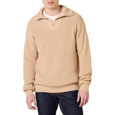 Amazon Essentials Men's Quarter-Zip, Rib-Knit, Relaxed-fit Jumper, Light Camel, XXL Amazon Essentials Men's Quarter-Zip, Rib-Knit, Relaxed-fit Jumper, Light Camel, XXL
