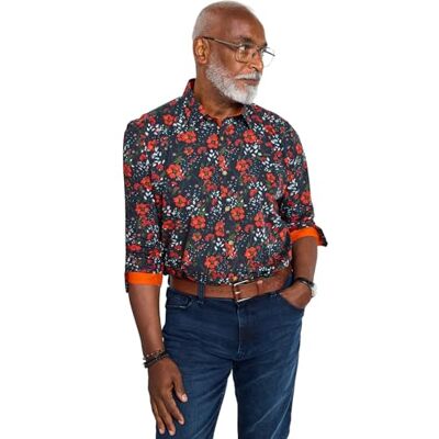 Joe Browns Men's Floral Print Winter Shirt, Black, XXL Joe Browns Men's Floral Print Winter Shirt, Black, XXL
