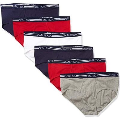 Nautica Men's Cotton Classic Multipack Briefs T-Shirt, Peacoat Red/Heather Grey/White-6 Pack, XXL Nautica Men's Cotton Classic Multipack Briefs T-Shirt, Peacoat Red/Heather Grey/White-6 Pack, XXL
