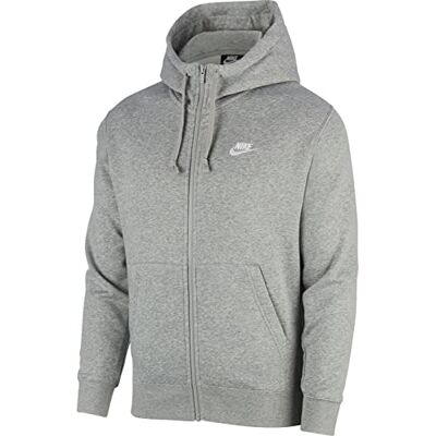 Nike Men's M Nsw Club Hoodie Fz Bb Sweatshirt, Dk Grey Heather/Matte Silver/(White), XXL UK Nike Men's M Nsw Club Hoodie Fz Bb Sweatshirt, Dk Grey Heather/Matte Silver/(White), XXL UK