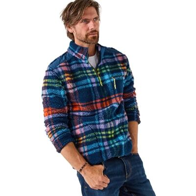 Joe Browns Men's Fleece Check Funnel Neck top Henley Shirt, Navy, S Joe Browns Men's Fleece Check Funnel Neck top Henley Shirt, Navy, S