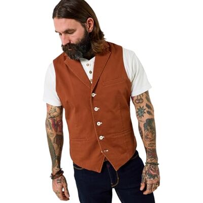 Joe Browns Men's Casual Everyday Cotton Waistcoat, Regular, Orange, UK 38 Joe Browns Men's Casual Everyday Cotton Waistcoat, Regular, Orange, UK 38