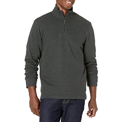 Amazon Essentials Men's Quarter-Zip French Rib Jumper, Charcoal Heather, XL Amazon Essentials Men's Quarter-Zip French Rib Jumper, Charcoal Heather, XL