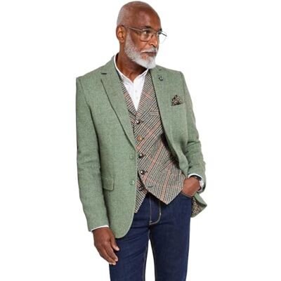 Joe Browns Men's Bold Contrast Lined Stylish Herringbone Blazer, Regular, Green, UK 38 Joe Browns Men's Bold Contrast Lined Stylish Herringbone Blazer, Regular, Green, UK 38