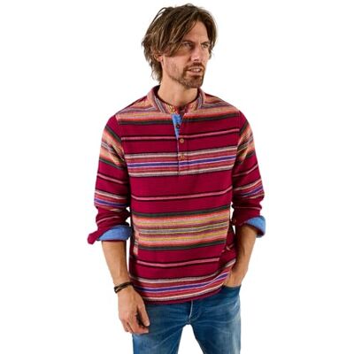 Joe Browns Mens Jacquard Stripe Popover Top Sweatshirt, Berry, M UK Joe Browns Mens Jacquard Stripe Popover Top Sweatshirt, Berry, M UK