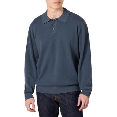 Amazon Essentials Men's Relaxed-Fit Knitted Polo Jumper, Navy, M Amazon Essentials Men's Relaxed-Fit Knitted Polo Jumper, Navy, M