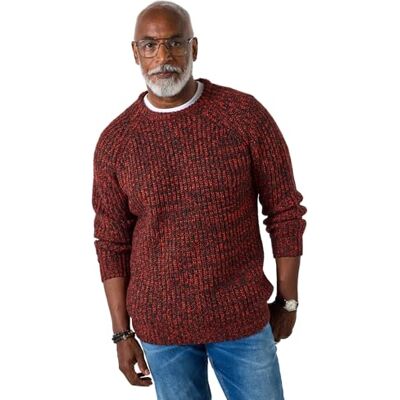 Joe Browns Men's Chunky Rib Reel Knit Crew Jumper Sweater, Red, L Joe Browns Men's Chunky Rib Reel Knit Crew Jumper Sweater, Red, L