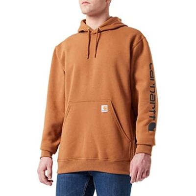 Carhartt Men's Loose Fit Midweight Logo Sleeve Graphic Sweatshirt Hooded Brown, XL Carhartt Men's Loose Fit Midweight Logo Sleeve Graphic Sweatshirt Hooded Brown, XL