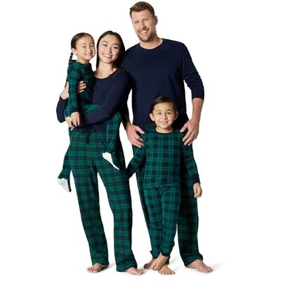 Amazon Essentials Men's Matching Holiday Family Pyjama Sets, Dark Emerald Green Navy Plaid, XXL Amazon Essentials Men's Matching Holiday Family Pyjama Sets, Dark Emerald Green Navy Plaid, XXL