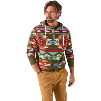 Joe Browns Men's Aztec Print Contrast Hoodie Polo Shirt, Green, L Joe Browns Men's Aztec Print Contrast Hoodie Polo Shirt, Green, L