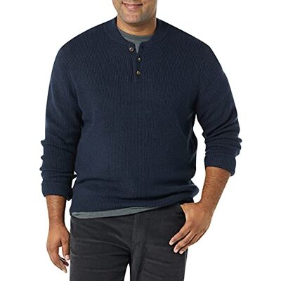 Amazon Essentials Men's Long-Sleeve Soft Touch Henley Jumper, Navy, XL Amazon Essentials Men's Long-Sleeve Soft Touch Henley Jumper, Navy, XL