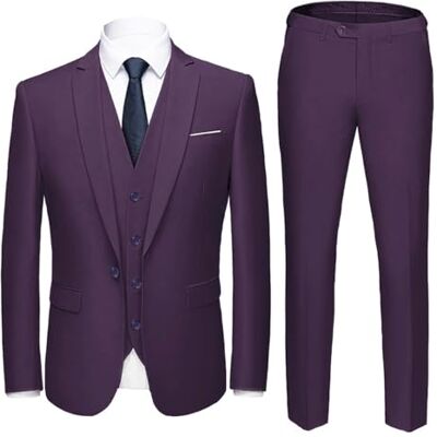 YOUTHUP Mens 3 Piece Suit 1 Button Slim Fit Tuxedo Blazer Waistcoat Pants Solid color 3-piece tuxedo suit, Versatile for business wedding interview and parties YOUTHUP Mens 3 Piece Suit 1 Button Slim Fit Tuxedo Blazer Waistcoat Pants Solid color 3-piece tuxedo suit, Versatile for business wedding interview and parties