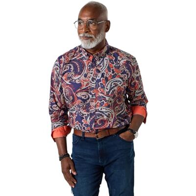 Joe Browns Mens Button Down Collar Paisley Print Long Sleeve Shirt Regular Orange UK M Joe Browns Mens Button Down Collar Paisley Print Long Sleeve Shirt Regular Orange UK M