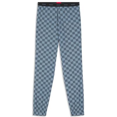 Hugo Boss Mens Aaron Pants Stretch-Cotton Pyjama Bottoms with Stacked-Logo Print Hugo Boss Mens Aaron Pants Stretch-Cotton Pyjama Bottoms with Stacked-Logo Print