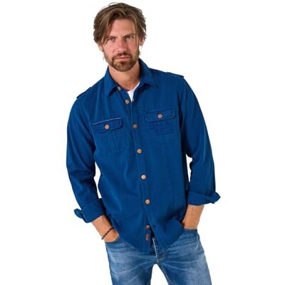 Joe Browns Men's Blue Embroidered Stitch Detail Shirt, Ink, S Joe Browns Men's Blue Embroidered Stitch Detail Shirt, Ink, S
