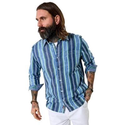 Joe Browns Men's Classic Pinstripe Cotton Shirt, Regular, Blue, UK L Joe Browns Men's Classic Pinstripe Cotton Shirt, Regular, Blue, UK L