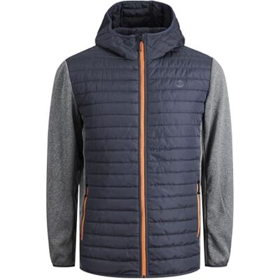 JACK & JONES Men's Multi Quilted jacket, Grey melange detail: set-in sleeves, XL UK JACK & JONES Men's Multi Quilted jacket, Grey melange detail: set-in sleeves, XL UK