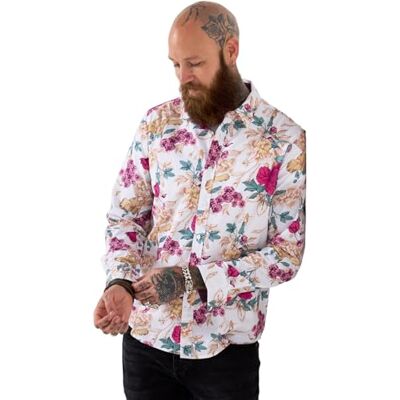 Joe Browns Men's Bold Floral Long Sleeve Shirt, Regular, White, UK M Joe Browns Men's Bold Floral Long Sleeve Shirt, Regular, White, UK M