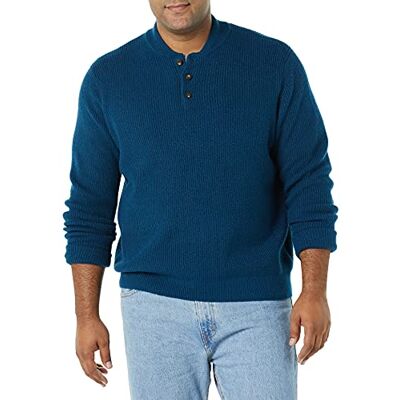 Amazon Essentials Men's Long-Sleeve Soft Touch Henley Jumper, Blue, S Amazon Essentials Men's Long-Sleeve Soft Touch Henley Jumper, Blue, S