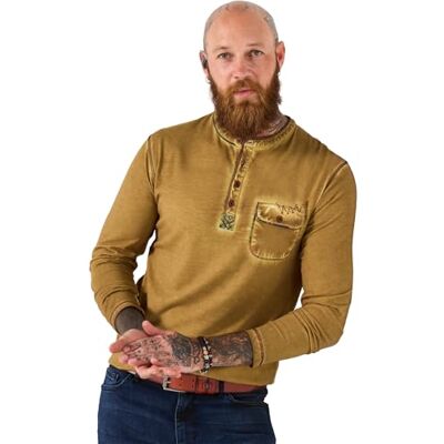 Joe Browns Male Chest Pocket Long Sleeve Henley, Regular, Yellow, UK S Joe Browns Male Chest Pocket Long Sleeve Henley, Regular, Yellow, UK S