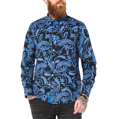 Joe Browns Male Blue Paisley Print Long Sleeve Shirt, Regular, Blue, UK S Joe Browns Male Blue Paisley Print Long Sleeve Shirt, Regular, Blue, UK S