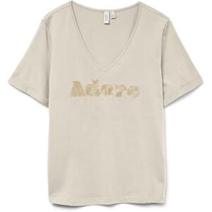 VERO MODA Vmfadora S/S V-Neck T-Shirt JRS Btq Ga, Birch, M VERO MODA Vmfadora S/S V-Neck T-Shirt JRS Btq Ga, Birch, M