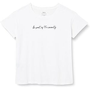 Armani Exchange Women's Sustainable, Boyfriend fit, Printed Quote T-Shirt, Weiß, Large Armani Exchange Women's Sustainable, Boyfriend fit, Printed Quote T-Shirt, Weiß, Large