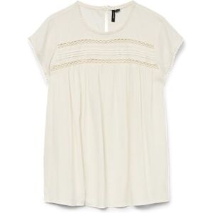 VERO MODA Women's Vmdebbie Pleat S/L Top Ga Noos T-Shirt, Snow White, M VERO MODA Women's Vmdebbie Pleat S/L Top Ga Noos T-Shirt, Snow White, M