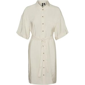 VERO MODA Women's Vmqueeny S/S Short Shirt Dress WVN Ga, Birch, S VERO MODA Women's Vmqueeny S/S Short Shirt Dress WVN Ga, Birch, S