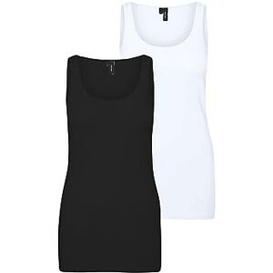 VERO MODA Women's Vmmaxi My Soft Long Tank Top 2 Pack, Black/Pack: Bright White, XXL VERO MODA Women's Vmmaxi My Soft Long Tank Top 2 Pack, Black/Pack: Bright White, XXL