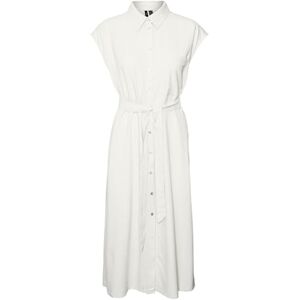 VERO MODA Women's Vmmymilo Sl Calf Shirt Dress WVN Ga, Snow White, L VERO MODA Women's Vmmymilo Sl Calf Shirt Dress WVN Ga, Snow White, L