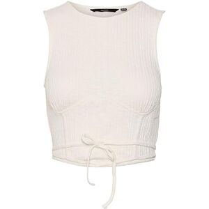 VERO MODA Women's Vmcamma Sl Crop Top JRS, Snow White, Large VERO MODA Women's Vmcamma Sl Crop Top JRS, Snow White, Large