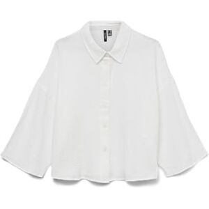 VERO MODA Women's Vmnatali Crop Shirt WVN Ga SPE Top, Snow White, M VERO MODA Women's Vmnatali Crop Shirt WVN Ga SPE Top, Snow White, M