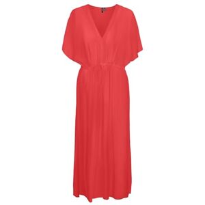 VERO MODA Women's Vmmenny Ss 7/8 Kaftan WVN Ga Noos Long Dress, Cayenne, S VERO MODA Women's Vmmenny Ss 7/8 Kaftan WVN Ga Noos Long Dress, Cayenne, S