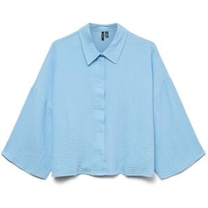 VERO MODA Women's Vmnatali Crop Shirt WVN Ga Noos, Airy Blue, M VERO MODA Women's Vmnatali Crop Shirt WVN Ga Noos, Airy Blue, M