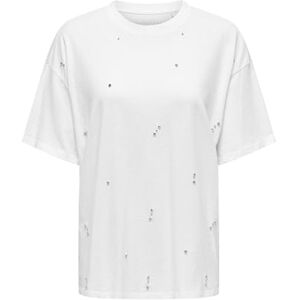 ONLY Women's ONLLUCY Life S/S Bling TOP Box JRS T-Shirt, Bright White/Detail:Rhinestones, M ONLY Women's ONLLUCY Life S/S Bling TOP Box JRS T-Shirt, Bright White/Detail:Rhinestones, M