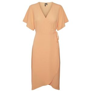 VERO MODA Women's Vmsaki SS Calf Wrap Dress Ga Noos, Mock Orange, S VERO MODA Women's Vmsaki SS Calf Wrap Dress Ga Noos, Mock Orange, S