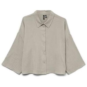 VERO MODA Women's Vmnatali WVN Noos Crop Shirt Top, Silver Lining, M VERO MODA Women's Vmnatali WVN Noos Crop Shirt Top, Silver Lining, M